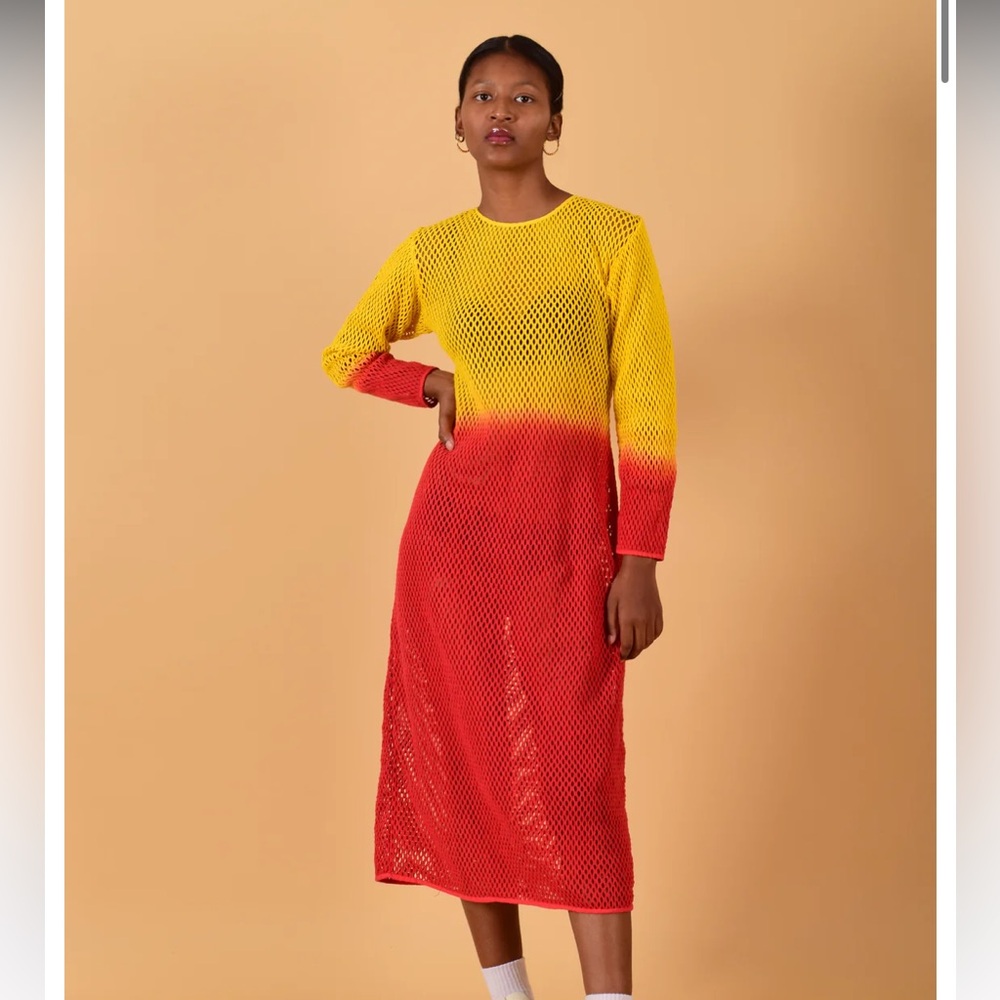 Small, Red and Yellow Mesh Dress, New. Nor Black Nor White. NBNW. label intact